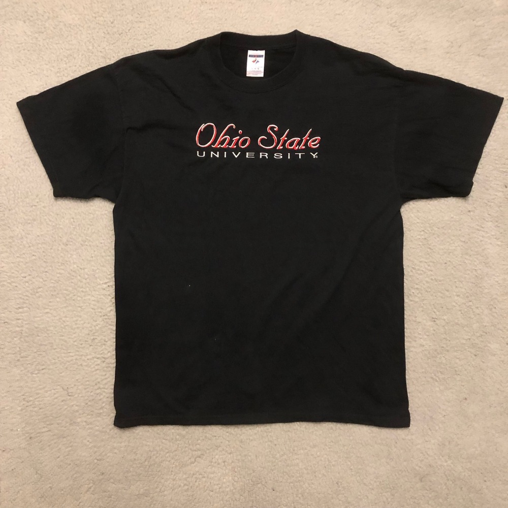 Vtg Ohio State University Shirt XL Black Embroidered Buckeyes College Tee